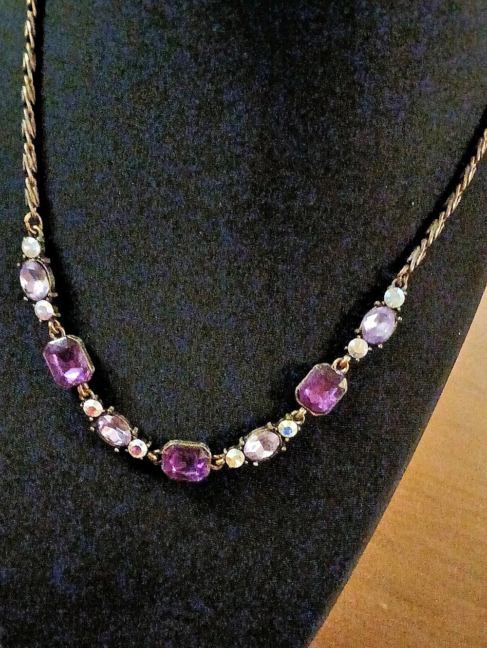 Vintage Nina Ricci Purple & Gold Statement Necklace 16"